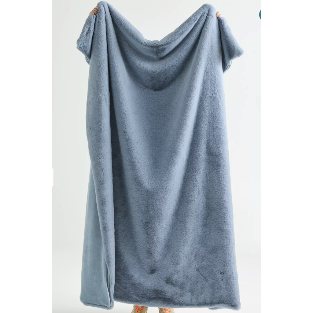 Sophie Faux Fur Throw Blanket Blue